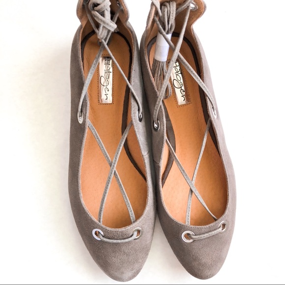 Halogen Nella Ghillie Flats in Gray Kidsuede - Picture 3 of 8